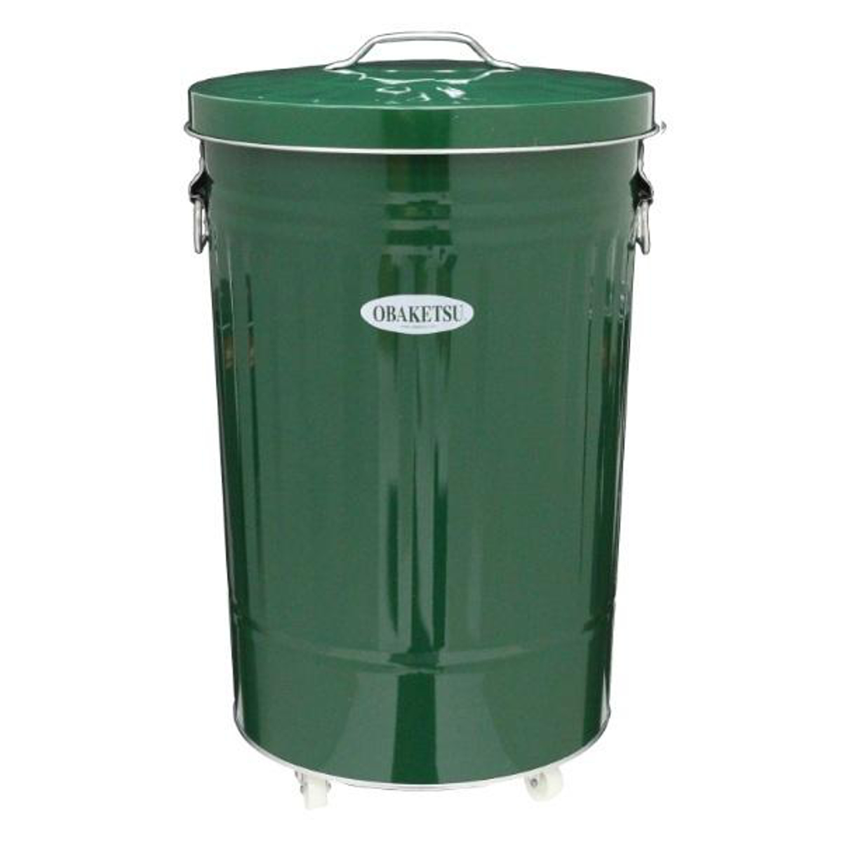 ゴミ箱 42L キャスター付き オバケツ OBAKETSU 屋外兼用 ごみ箱 トタン ( ふた付き 42 リットル ダストボックス 円柱 バケツ型 収納 収納ケース 収納ボックス 屋外 屋内 丸型 ペール リビング 園芸 フタ ) 【グリーン】 グリーン