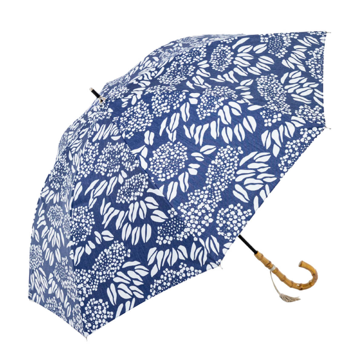 日傘 河馬印本舗 長傘 晴雨兼用 手開き式 50cm ( 傘 レディース かさ おしゃれ かわいい 雨傘 UVカット 99% 撥水 遮熱 遮光 UPF50+ 日焼け防止 UV対策 暑さ対策 カサ アンブレラ 花柄 プレゼント ) 【アジサイ】 アジサイ