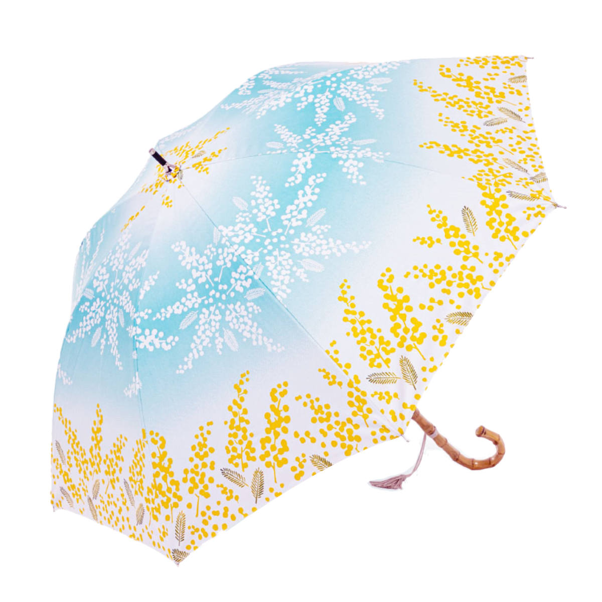 日傘 河馬印本舗 長傘 晴雨兼用 手開き式 50cm ( 傘 レディース かさ おしゃれ かわいい 雨傘 UVカット 99% 撥水 遮熱 遮光 UPF50+ 日焼け防止 UV対策 暑さ対策 カサ アンブレラ 花柄 プレゼント ) 【ミモザ】 ミモザ