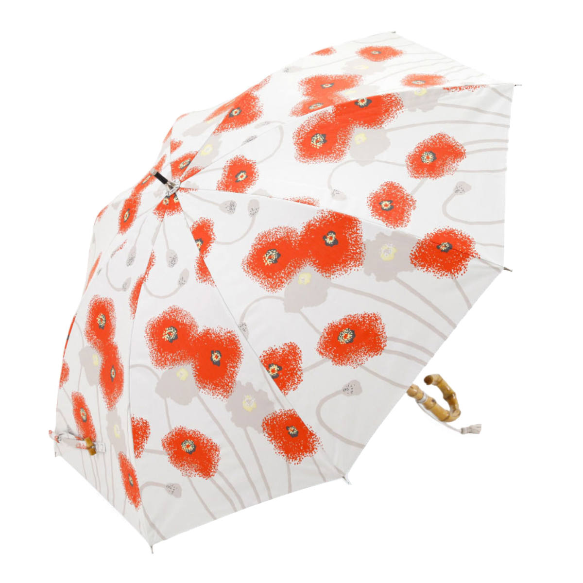 日傘 河馬印本舗 長傘 晴雨兼用 手開き式 50cm ( 傘 レディース かさ おしゃれ かわいい 雨傘 UVカット 99% 撥水 遮熱 遮光 UPF50+ 日焼け防止 UV対策 暑さ対策 カサ アンブレラ 花柄 プレゼント ) 【ポピー】 ポピー