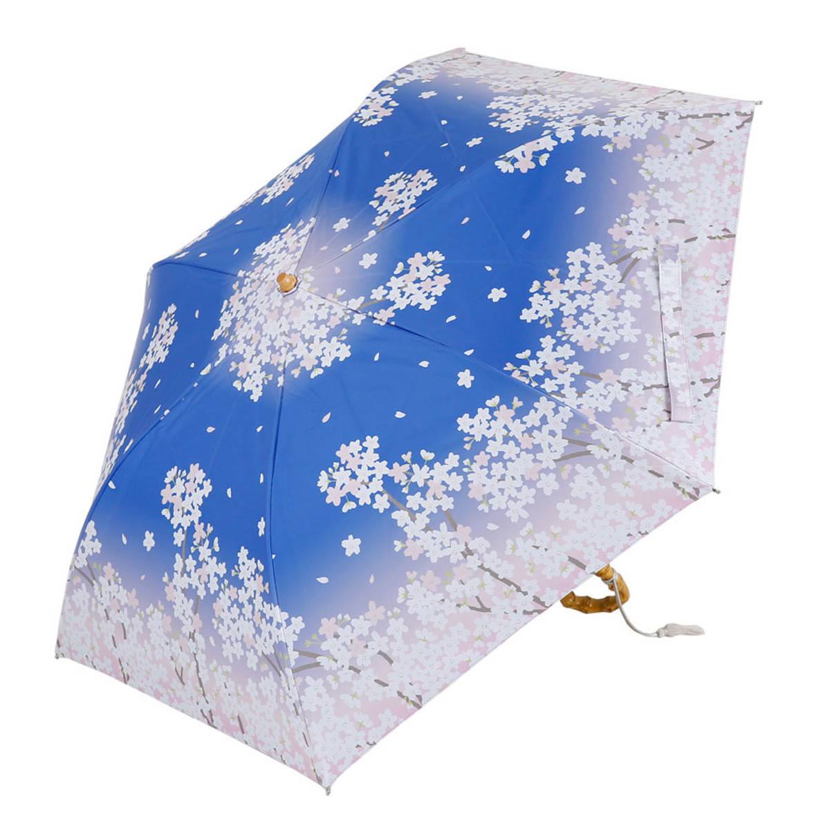 日傘 河馬印本舗 2段 折りたたみ傘 晴雨兼用 手開き式 50cm ( 傘 折り畳み傘 レディース かさ おしゃれ かわいい 雨傘 UVカット 99% 撥水 遮熱 遮光 UPF50+ 日焼け防止 UV対策 暑さ対策 カサ アンブレラ プレゼント 通勤 通学 ) 【夜桜】 夜桜