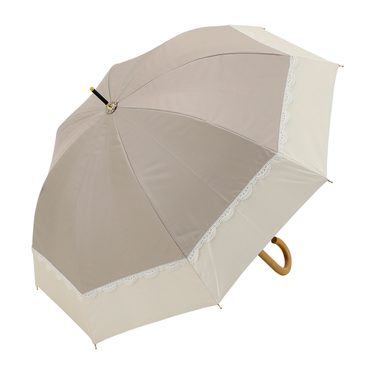 長傘 centelleo 晴雨兼用 バイカラー パラソル レース 手開き式 50cm ( 傘 レディース かさ おしゃれ かわいい 雨傘 日傘 UVカット 撥水 遮熱 遮光 日焼け防止 UV対策 暑さ対策 カサ アンブレラ プレゼント ) 【B】 B