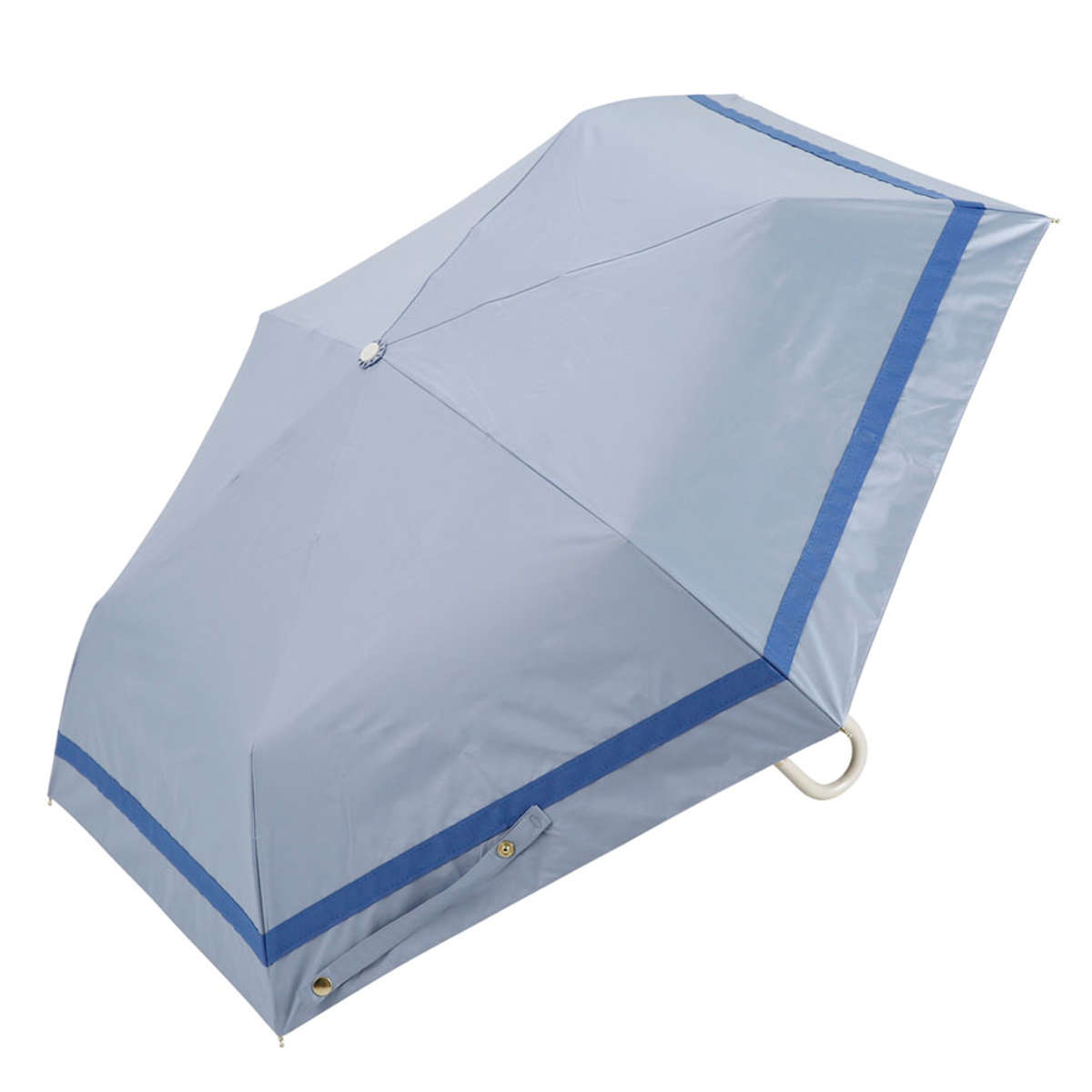 折りたたみ傘 晴雨兼用 LINEDROPS グログランリボン 50cm 手開き式 ( 傘 折り畳み傘 レディース かさ 雨傘 日傘 UVカット 99% 撥水 遮光 遮熱 日焼け防止 UV対策 暑さ対策 カサ アンブレラ 通勤 通学 ストラップ付き ) 【ブルーグレー】 ブルーグレー