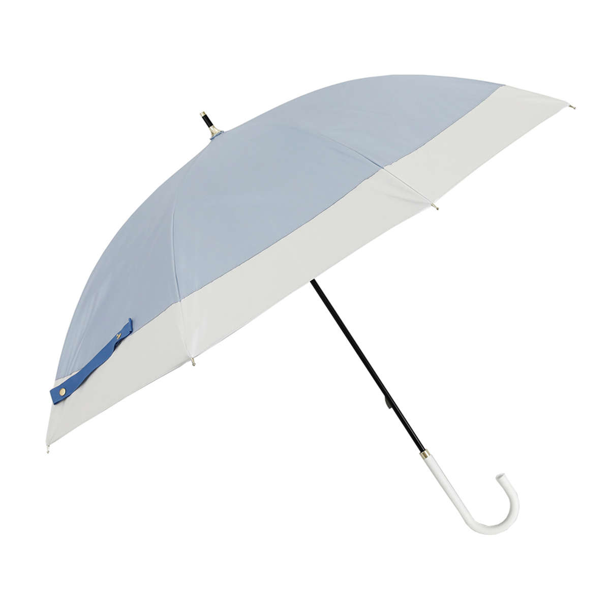 長傘 晴雨兼用 LINEDROPS バイカラー 50cm 手開き式 ( 傘 レディース かさ おしゃれ かわいい 無地 雨傘 日傘 UVカット 99% 撥水 遮熱 遮光 日焼け防止 UV対策 暑さ対策 カサ アンブレラ プレゼント ) 【ブルーグレー】 ブルーグレー