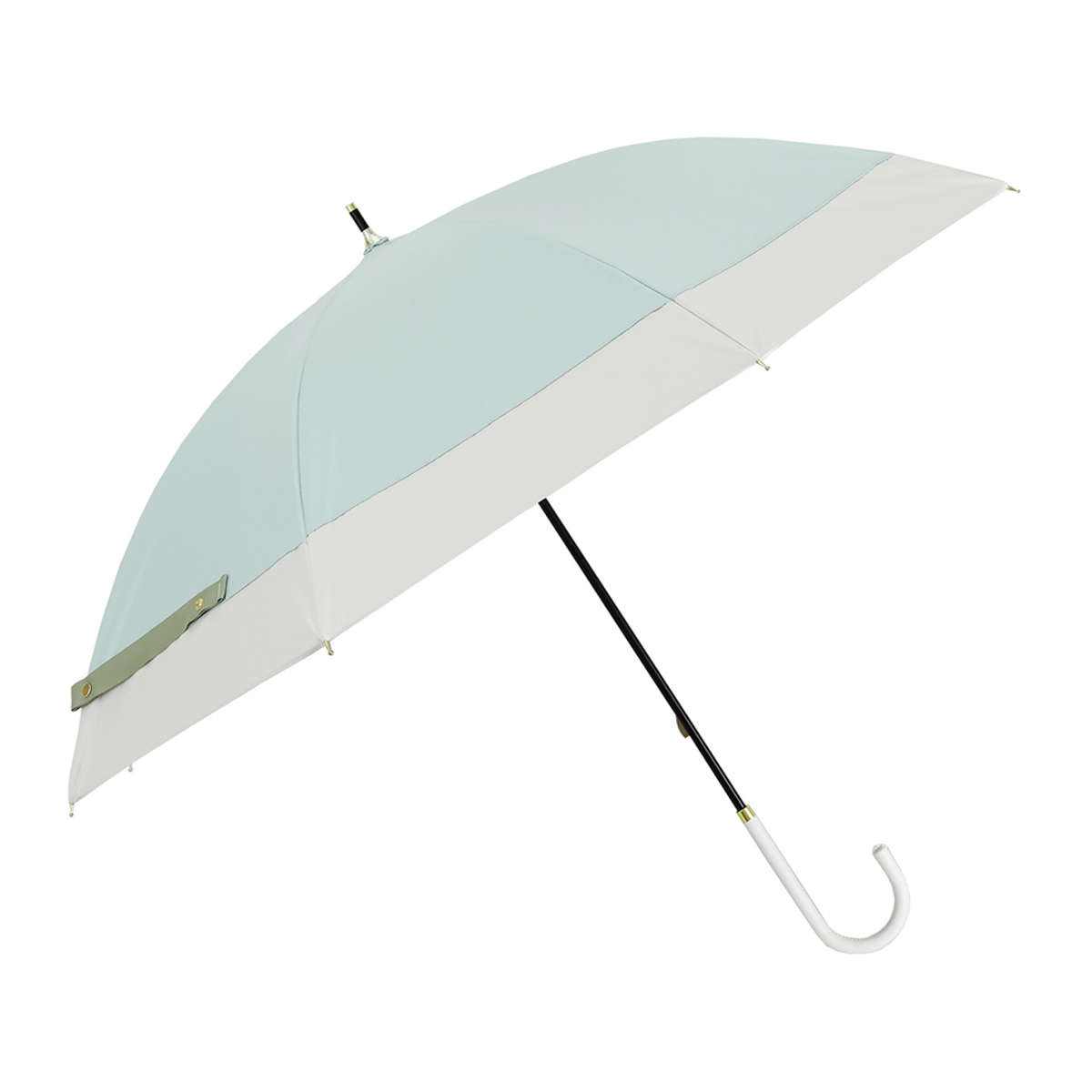 長傘 晴雨兼用 LINEDROPS バイカラー 50cm 手開き式 ( 傘 レディース かさ おしゃれ かわいい 無地 雨傘 日傘 UVカット 99% 撥水 遮熱 遮光 日焼け防止 UV対策 暑さ対策 カサ アンブレラ プレゼント ) 【グリーン】 グリーン