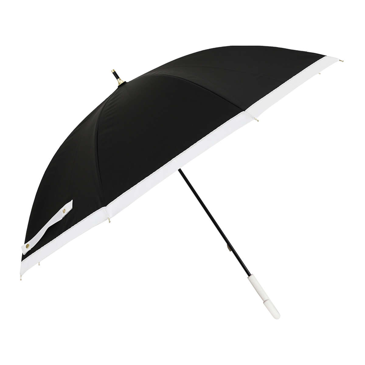 長傘 折りたたみ傘 晴雨兼用 LINEDROPS グログランリボン 50cm 手開き式 ( 傘 折り畳み傘 レディース かさ 雨傘 日傘 UVカット 99% 撥水 遮光 遮熱 日焼け防止 UV対策 暑さ対策 カサ アンブレラ 通勤 通学 ) 【ブラック 長傘】 ブラック 長傘