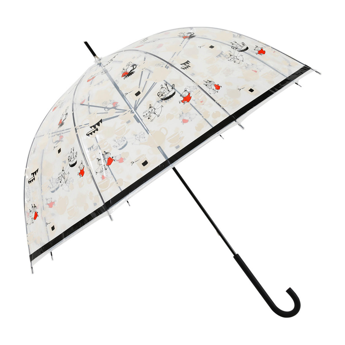 長傘 雨傘 ムーミン クリア アンブレラ 59cm 手開き式 ( 傘 ビニール傘 キャラクター かさ 透明 ドーム 撥水 レディース カサ 通勤 通学 お出かけ プレゼント キャラ かわいい おしゃれ ) 【ティータイム】 ティータイム