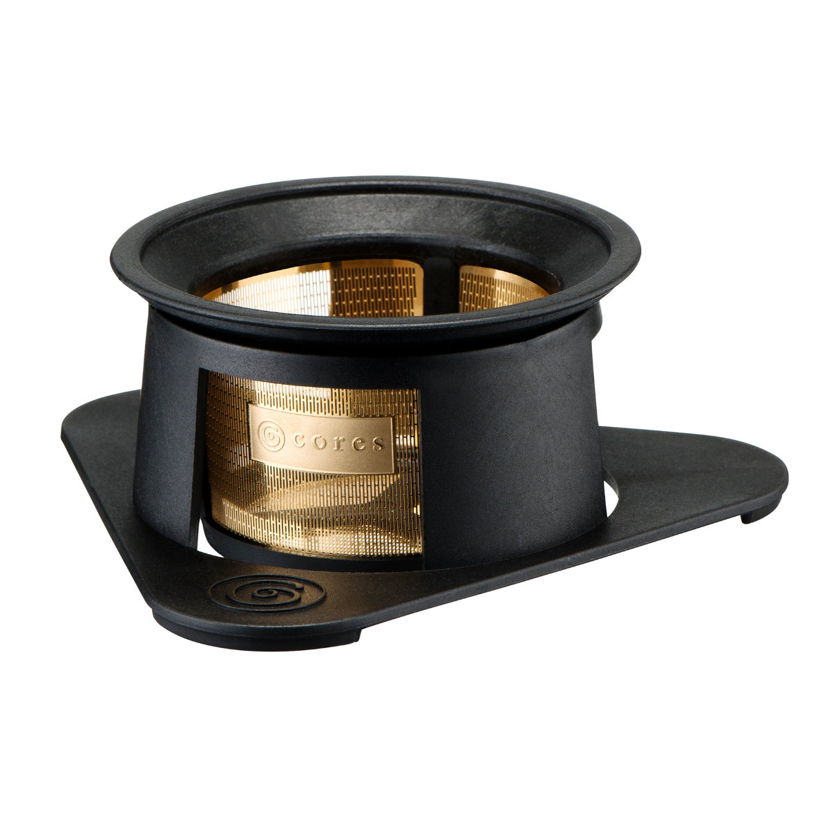 Cores コーヒーフィルター 1杯用 シングルカップ ゴールドフィルター 純金メッキ ( コレス コーヒードリップ コーヒードリッパー ドリップ ホルダー付き 1杯分 ステンレスフィルター ペーパーレス 純金コーティング ハンドドリップ ) 【ブラック】 ブラック