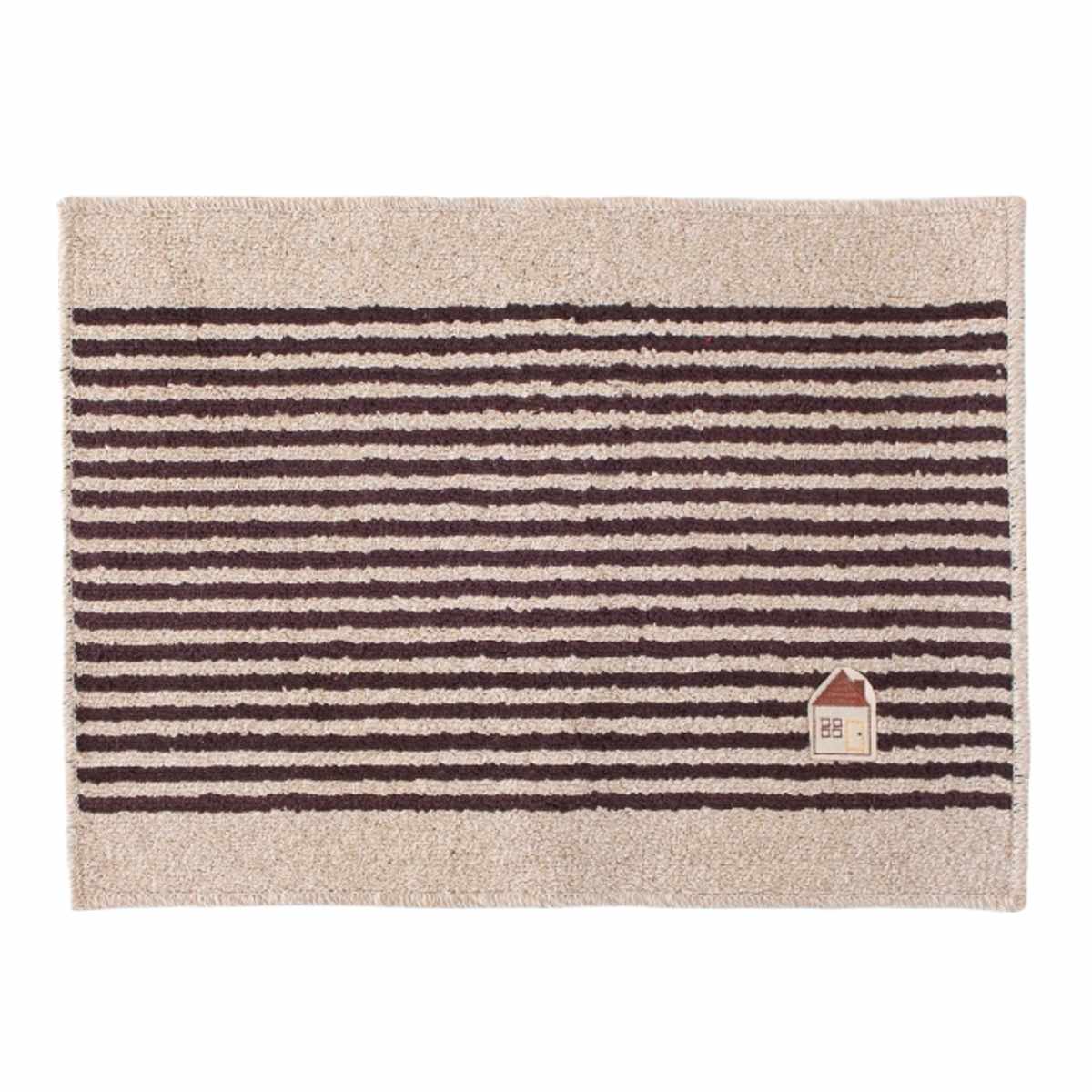 バスマット カーサ 洗えるマット 45×60cm ( お風呂マット 足拭きマット すべり止め 吸水 洗える ループ織り 浴室マット バス マット 45×60 滑り止め ボーダー柄 レッド ブラウン ) 【ブラウン】 ブラウン