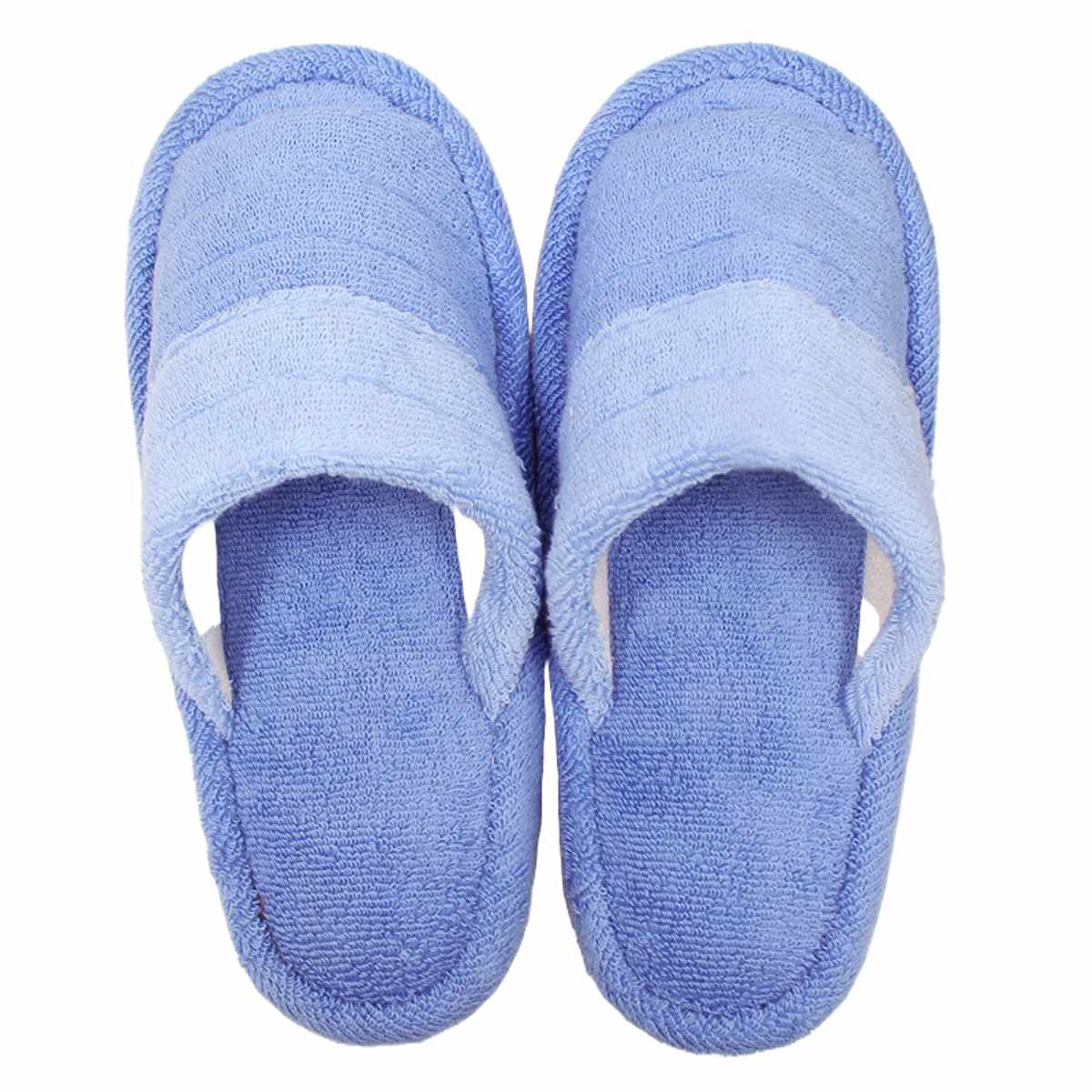 トイレスリッパ フレッシュデオ スリッパ ( トイレ用スリッパ 前開き 洗濯OK 綿100 23~25cm トイレ用品 洗える ルームスリッパ コットン ボーダー柄 ブルー グリーン ) 【ブルー】 ブルー