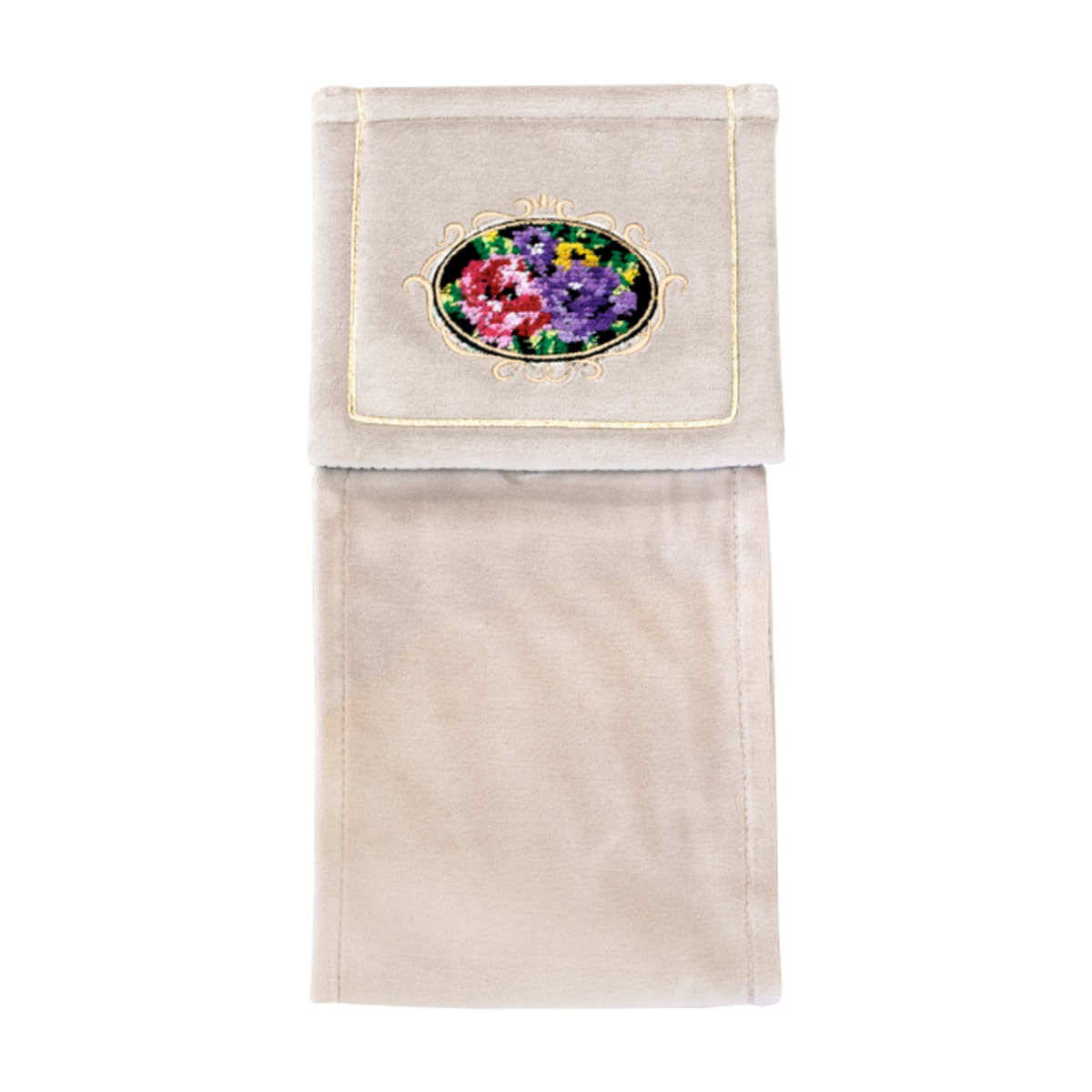 ペーパーホルダーカバー シェニールロゼ ( トイレットペーパーカバー ペーパーホルダー 洗濯OK 予備 トイレタリー 取付簡単 洗える バラ ピンク グリーン ベージュ ) 【ベージュ】 ベージュ