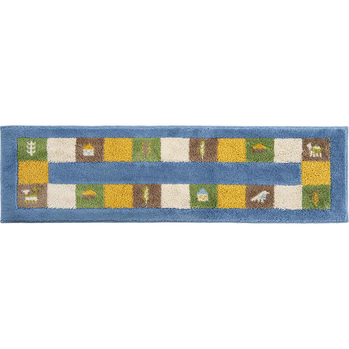 玄関マット 洗える コーナー吸着 30×110 cm 室内 ( 滑り止め ズレにくい 玄関 屋内 日本製 マット エントランスマット 室内用玄関マット 洗面所 脱衣所 室内用 長方形 おしゃれ ナチュラル 抗菌 防臭 すべり止め ノンスリップ ) 【シエラ×ブルー】 シエラ×ブルー