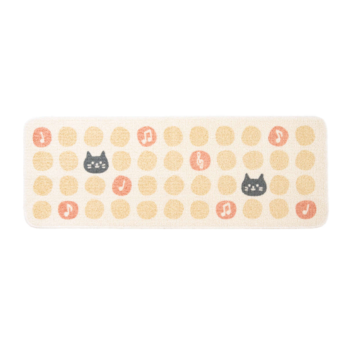 キッチンマット 総柄 45x120cm ネコ 野菜 ガーデン ( 滑り止め加工 洗える 床暖房対応 日本製 45cm 120cm キッチン マット 軽量 薄手 台所マット キッチン用マット キッチンラグ 長方形 滑り止め おしゃれ かわいい ) 【ネコ】 ネコ