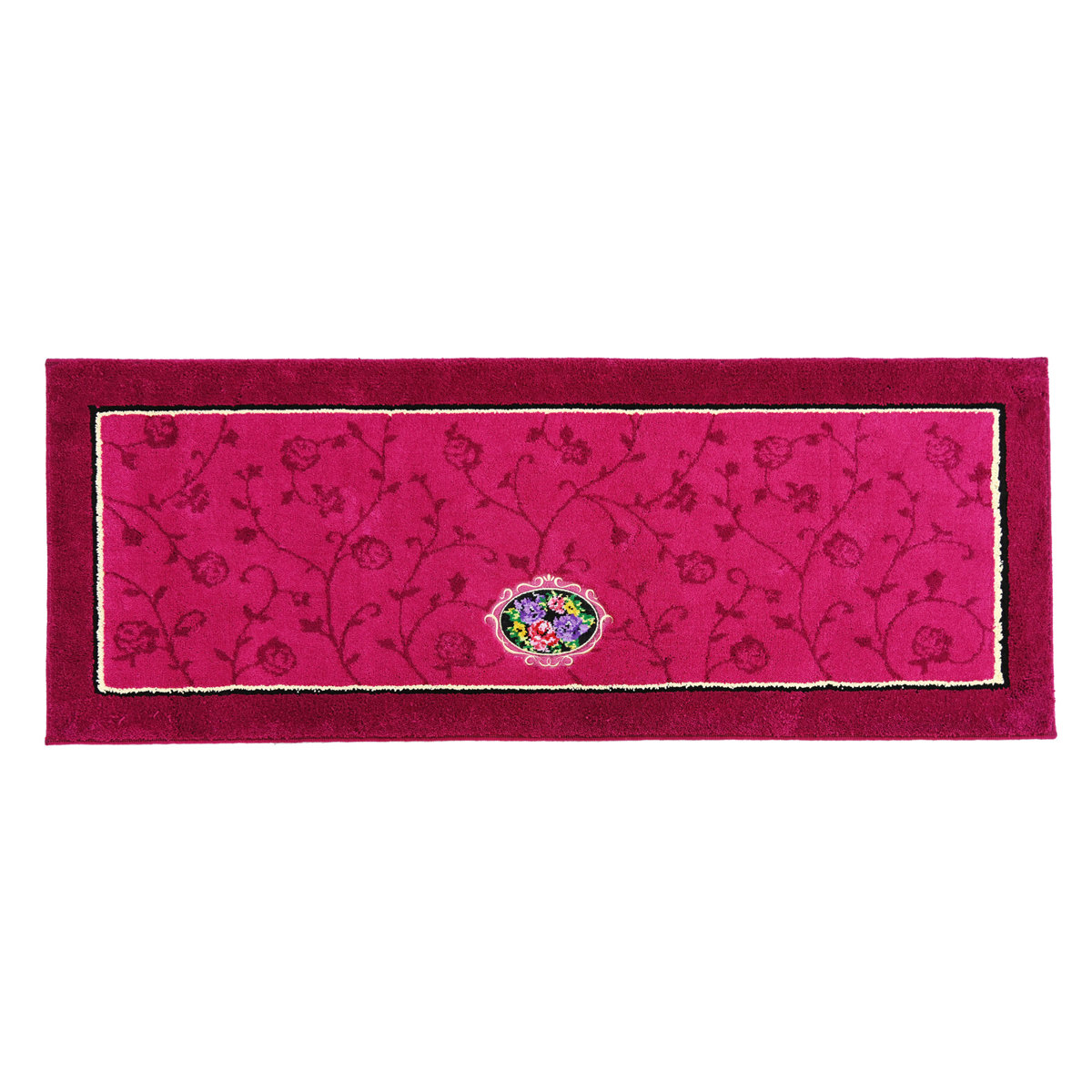キッチンマット シェニールロゼ 45x120cm 日本製 洗濯可 ( 45cm 120cm 洗える すべり止め加工 高級感 ローズ 薔薇 キッチン マット 台所マット キッチンラグ おしゃれ ウィルトン織り マルチマット ) 【ピンク】 ピンク