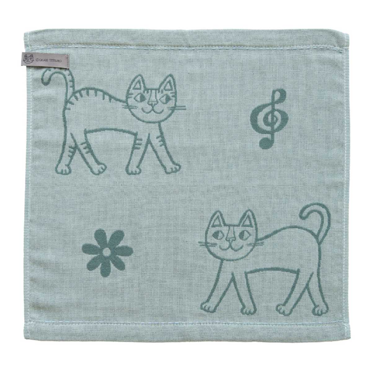 布巾 おかべてつろう Ag+ 抗菌 ふきん ( キッチンクロス フキン クロス 銀イオン 光触媒抗菌 ネコ ねこ 可愛い キッチン用 台拭き 食器拭き 台ふきん おしぼり キッチンタオル 万能 キッチングッズ ) 【グリーン】 グリーン