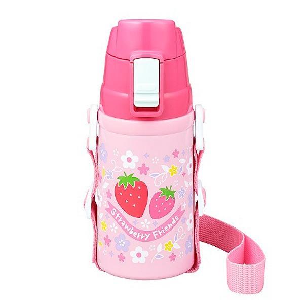 Dショッピング 水筒 ステンレス 直飲み ストロベリーフレンズ 480ml 子供 ステンレスボトル 保冷 幼稚園 保育園 ワンタッチ ワンタッチボトル 子供用水筒 かわいい 保冷専用 ダイレクトボトル ショルダーベルト付 カテゴリ 水筒の販売できる商品 リビングート