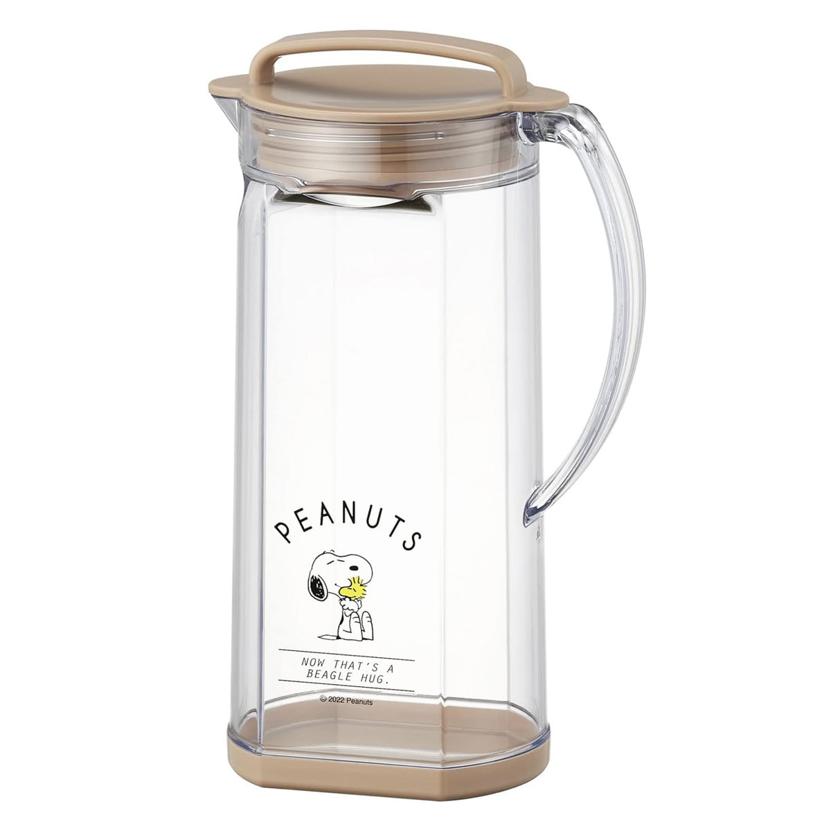 ピッチャー 1.2L SNOOPY 2WAY PEANUTS ( 冷水筒 スヌーピー 横置き 縦置き プラスチック 麦茶ポット 水差し 冷水ポット 日本製 プラスチック製 縦 横 スリム 麦茶 水 お茶 取っ手付き 軽い 割れにくい 国産 おしゃれ キャラクター )