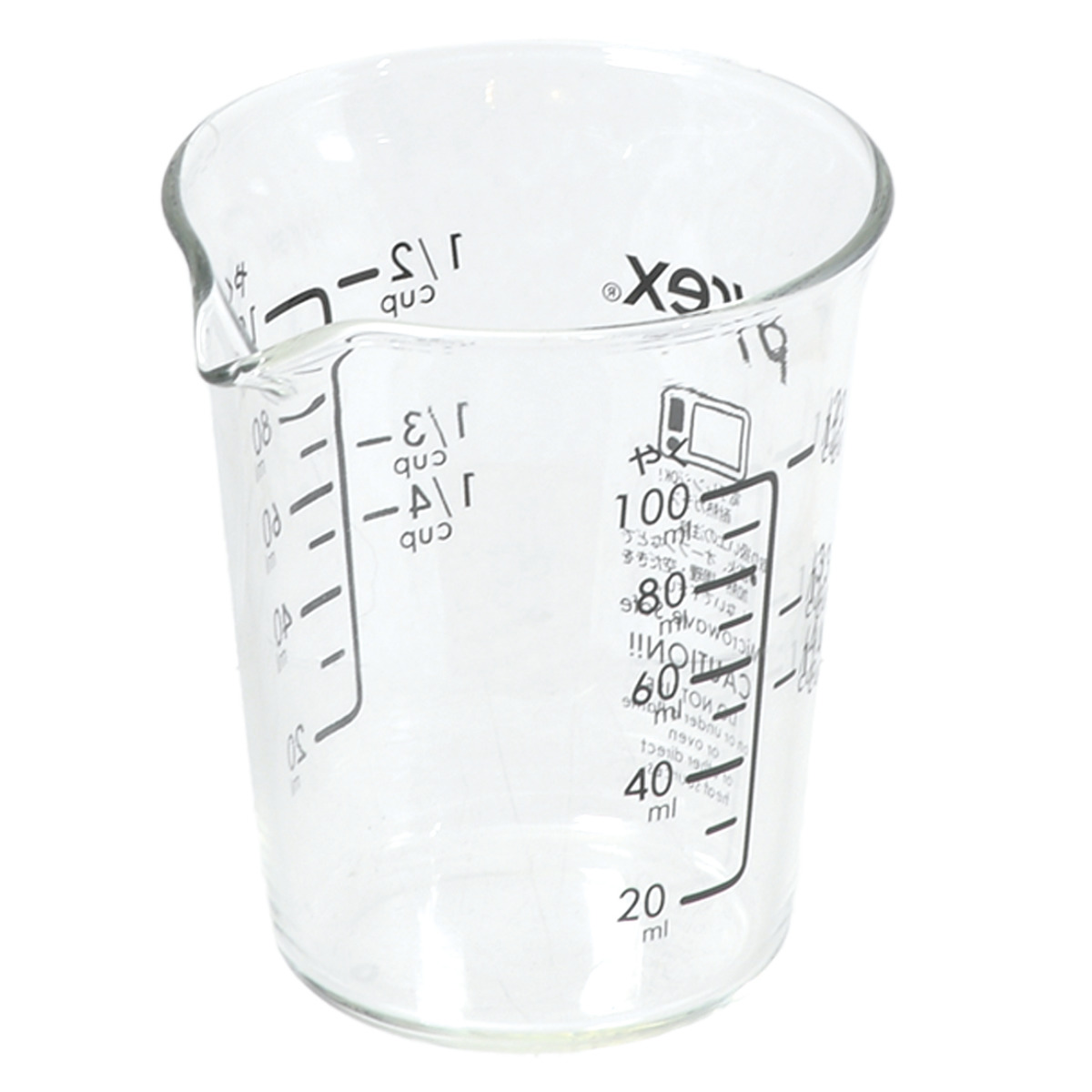 PYREX 計量カップ 100ml メジャーカップ ( パイレックス 計量コップ メジャーコップ 熱湯OK 100cc ガラス製 電子レンジ対応 食洗機対応 レンジOK 計量器具 計量ツール 目盛り メモリ付き 両面メモリ 取っ手なし 下ごしらえ ) 【ブラック】 ブラック
