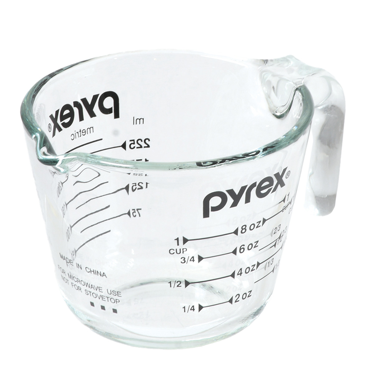 PYREX 計量カップ 250ml 耐熱ガラス 取っ手付き メジャーカップ ( パイレックス 耐熱 ガラス 250 計量 カップ 目盛 食洗機 電子レンジ オーブン 対応 冷凍 冷蔵 保存 オーブン対応 強化ガラス 目盛り付き 調理 衛生的 ) 【ブラック】 ブラック