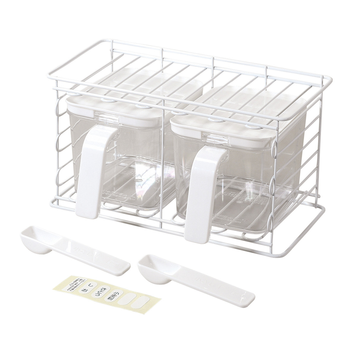 ブランキッチン 調味料ラック 2段 ストッカー2個付 ( スパイスラック キッチンラック 調味料収納 調味料スタンド スパイス置き 二段 セット 収納ラック 調味料 スパイス スタンド ラック 収納 棚 ストッカー )