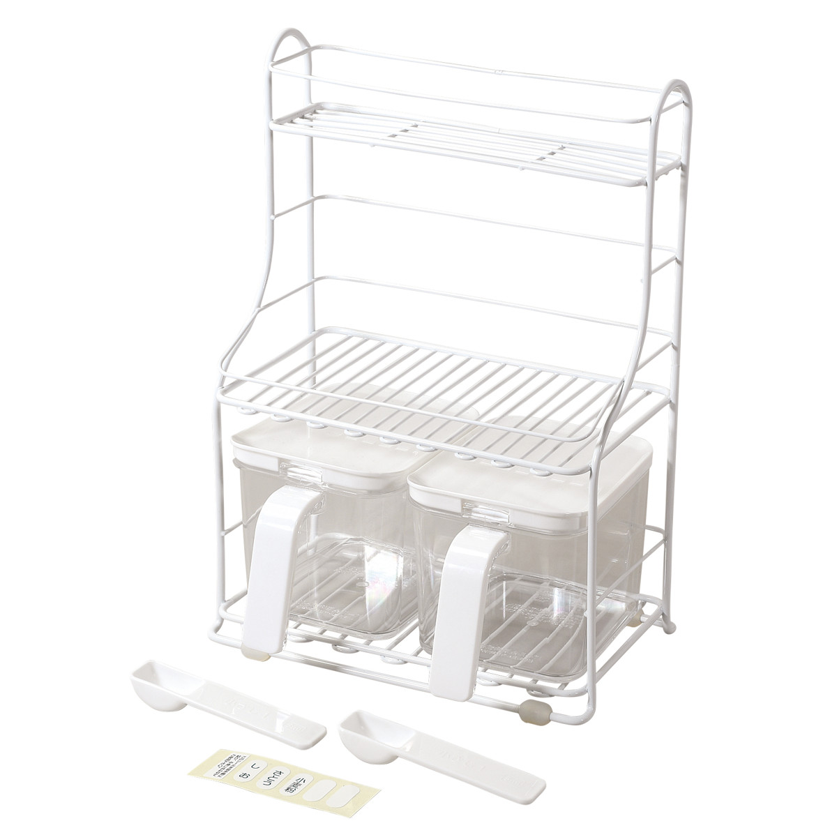 ブランキッチン 調味料ラック 3段 ストッカー2個付 ( スパイスラック キッチンラック 調味料収納 調味料スタンド スパイス置き 三段 セット 収納ラック 調味料 スパイス スタンド ラック 収納 棚 ストッカー )