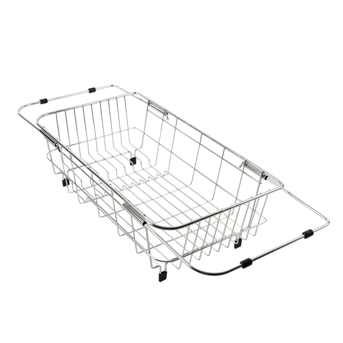 水切りラック シンプル・ウェア ステンレス製シンクスライド式水切りバスケット ( ステンレス 1段 シンク上 伸縮 スライド式 水切りバスケット かご ラック シンク 渡せる 水切り シンク渡し 新生活 洗い物 食器 洗い )