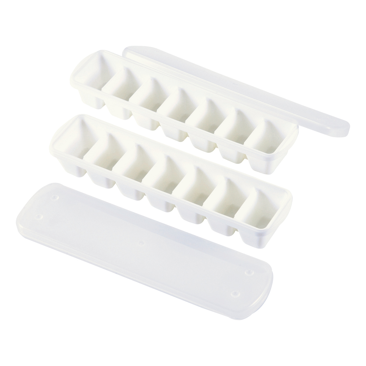 製氷皿 クールランド スリム アイストレー 7個取り 蓋付 2個組 ( 製氷器 製氷型 ブロック型 氷 フタ付き 日本製 プラスチック 製氷トレー 蓋 ブロックタイプ グラス シャーベット 野菜氷 重ねられる トレー トレイ 冷凍庫 アイス )