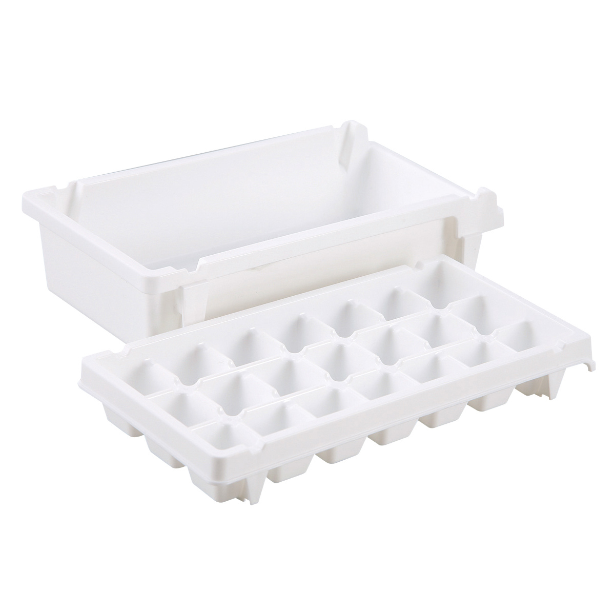 製氷皿 クーリス ボックス付 アイストレー Mサイズ 21個取り ( 製氷器 製氷型 ブロック型 氷 ストックボックス付き 日本製 プラスチック 製氷トレー ブロックタイプ シャーベット トレー トレイ ボックス 冷凍庫 アイス )