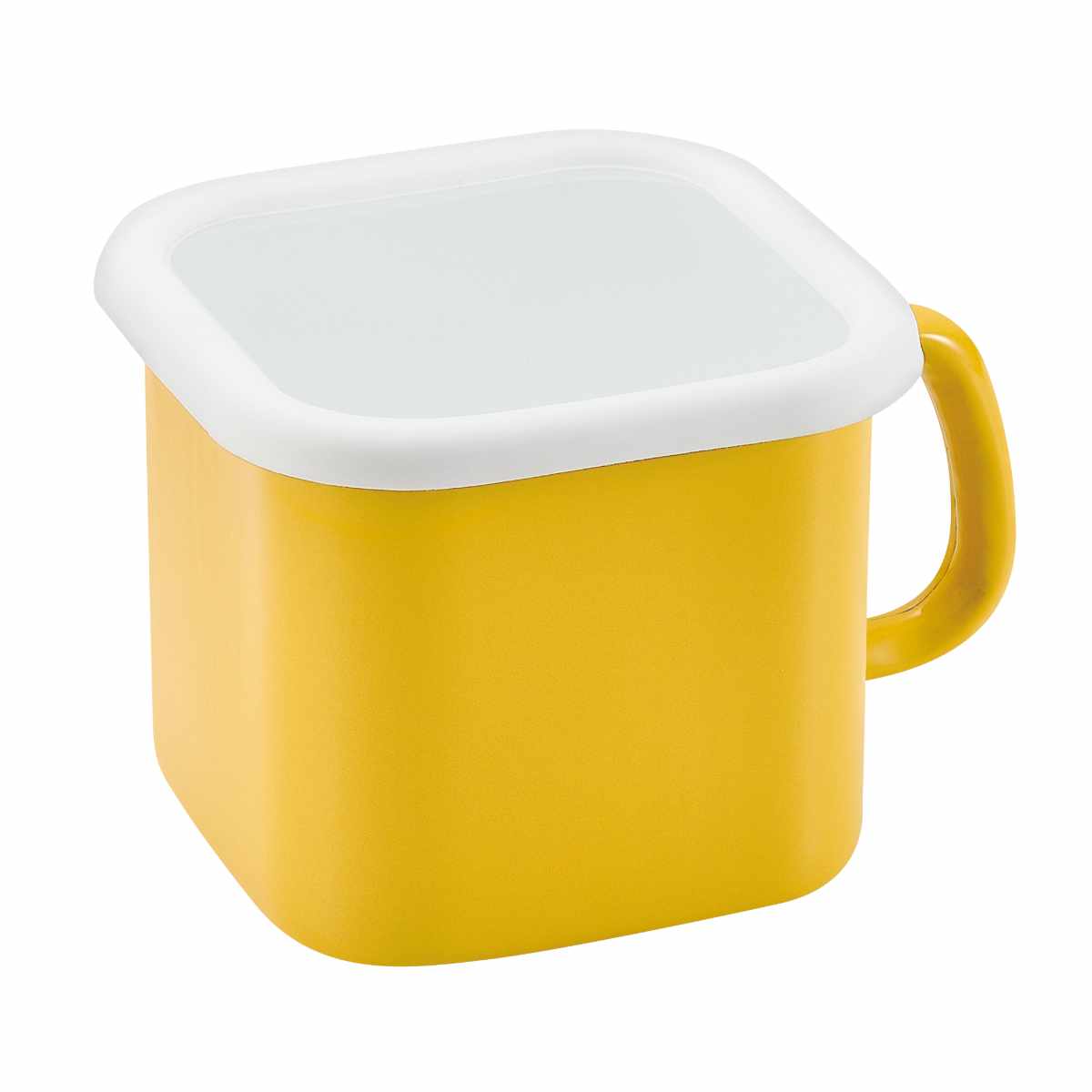 保存容器 プチッと IH対応 ホーロー角型 クックポット 蓋付き ( 調味料ポット ホーロー保存容器 味噌ポット 角型 密閉 直火OK 調味料入れ キャニスター みそ容器 ストッカー フードコンテナ 取っ手付き 冷蔵 おしゃれ 琺瑯 1.5L ) 【イエロー】 イエロー