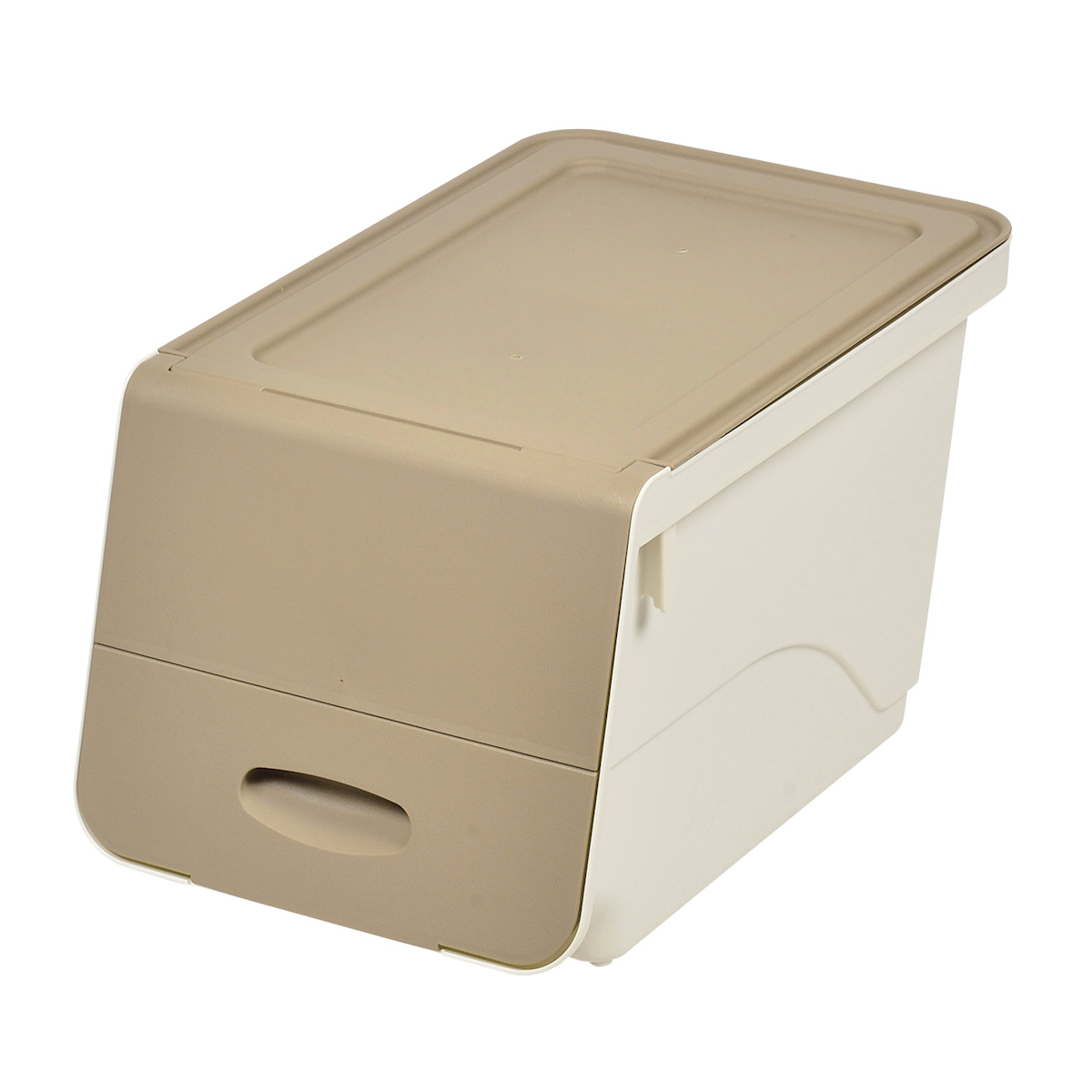 キッチンストッカー キッチン フタ付 ストッカー スリム Mサイズ ( 収納 フタ 付き ふた ケース フラップ蓋 幅24cm 日本製 スタッキング 積み重ね すき間収納 冷蔵庫横 ラック 食品 ストック プラスチック 出し入れしやすい )