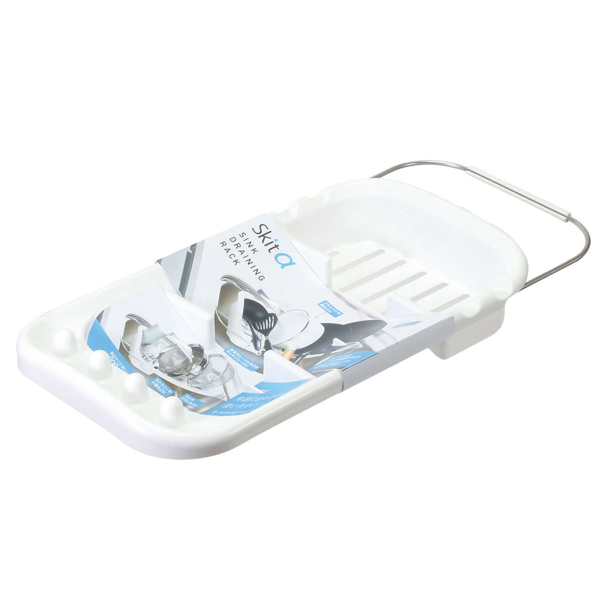 水切りかご スキットアルファ シンク 水切りラック 伸縮 ( シンク上 スリム 水切りカゴ 日本製 一人暮らし 小さめ 水切りバスケット ディッシュラック シンクサイド 渡し 乾燥 食器洗い シンク内 水切り )