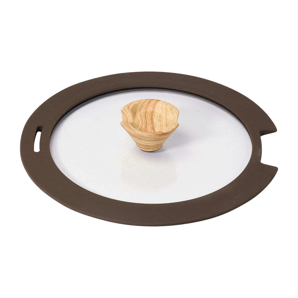 ガラス蓋 20cm用 トルティーノ シリコン縁 ( ふた 鍋ふた 専用ガラス蓋 窓付き シリコーン 20センチ フタ 鍋用 ガラスふた 調理器具 ブラウン 調理用品 )