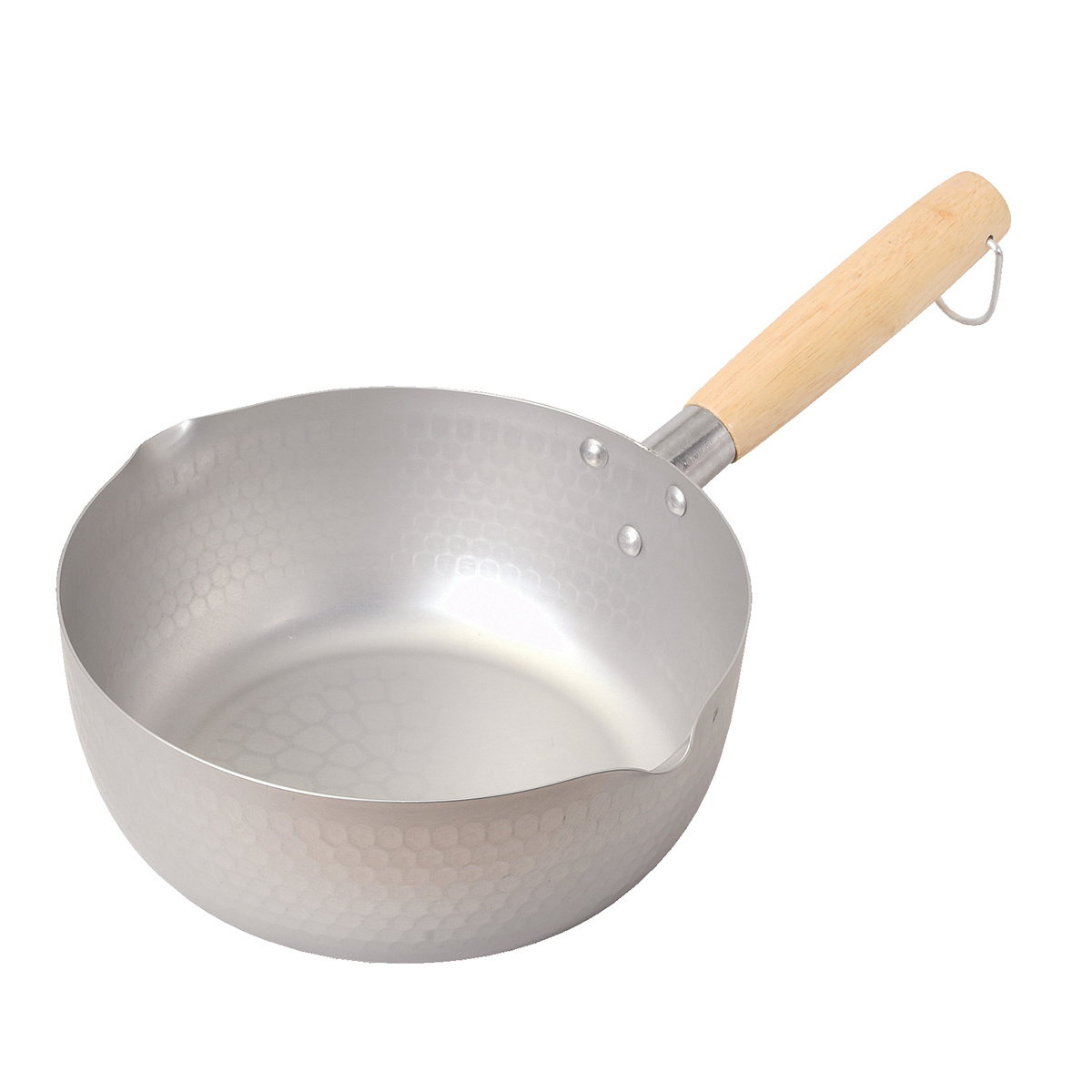 雪平鍋 20cm ガス火専用 エレット アルマイト加工 ( ゆきひら鍋 行平鍋 片手鍋 両口鍋 アルミ製 小ぶり 軽い 20センチ 槌目加工 片手なべ 鍋 なべ ミルクパン ソースパン 軽量 両側注ぎ口 木柄 )