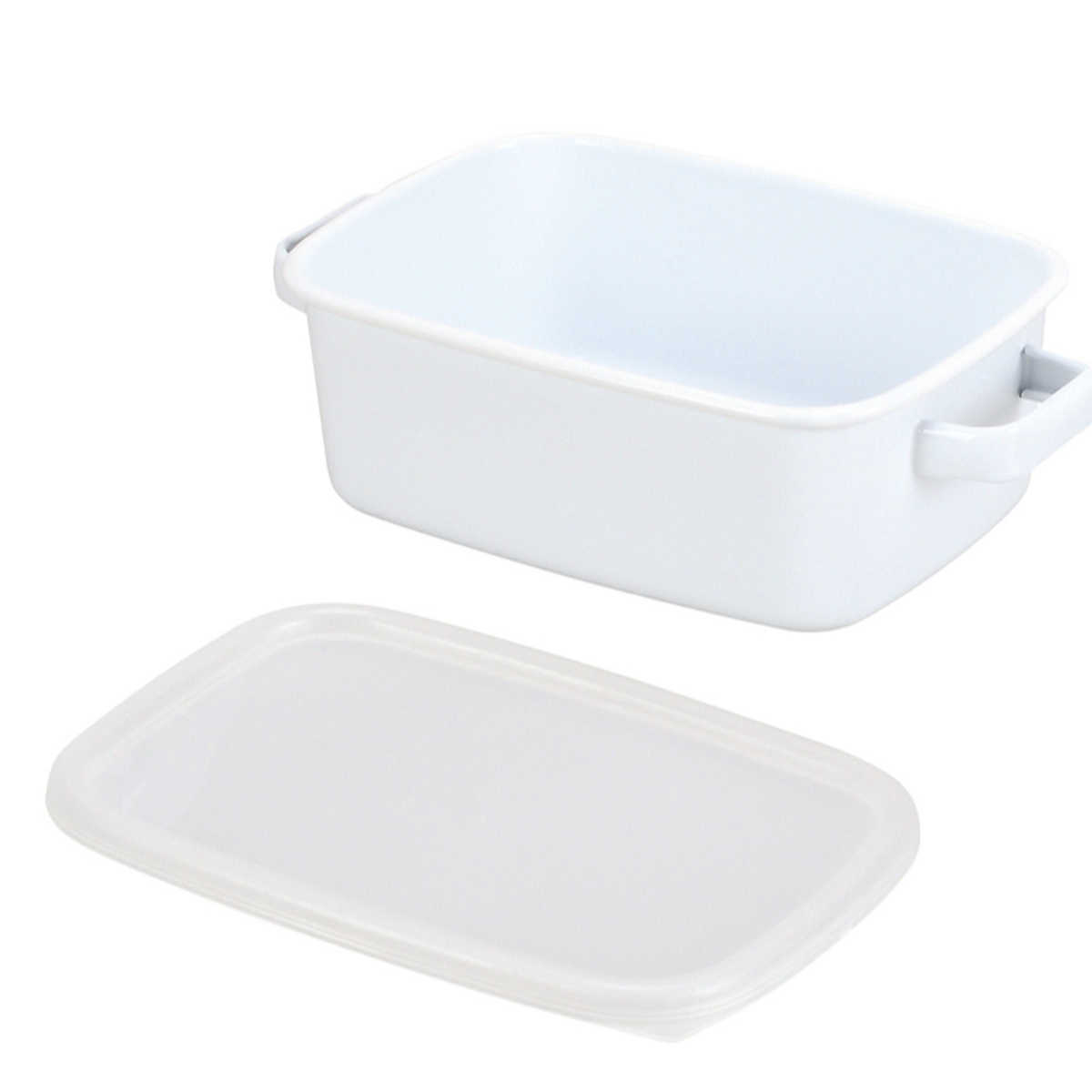 グラタン皿 18cm 深型 ホーロー ブランキッチン ( オーブン対応 オーブンウェア 耐熱皿 保存容器 バット ふた付き ホーロー製 琺瑯 作り置き 漬物容器 角型 アウトドア キャンプ 保温性 耐久性 お手入れ 簡単 持ち手付き )