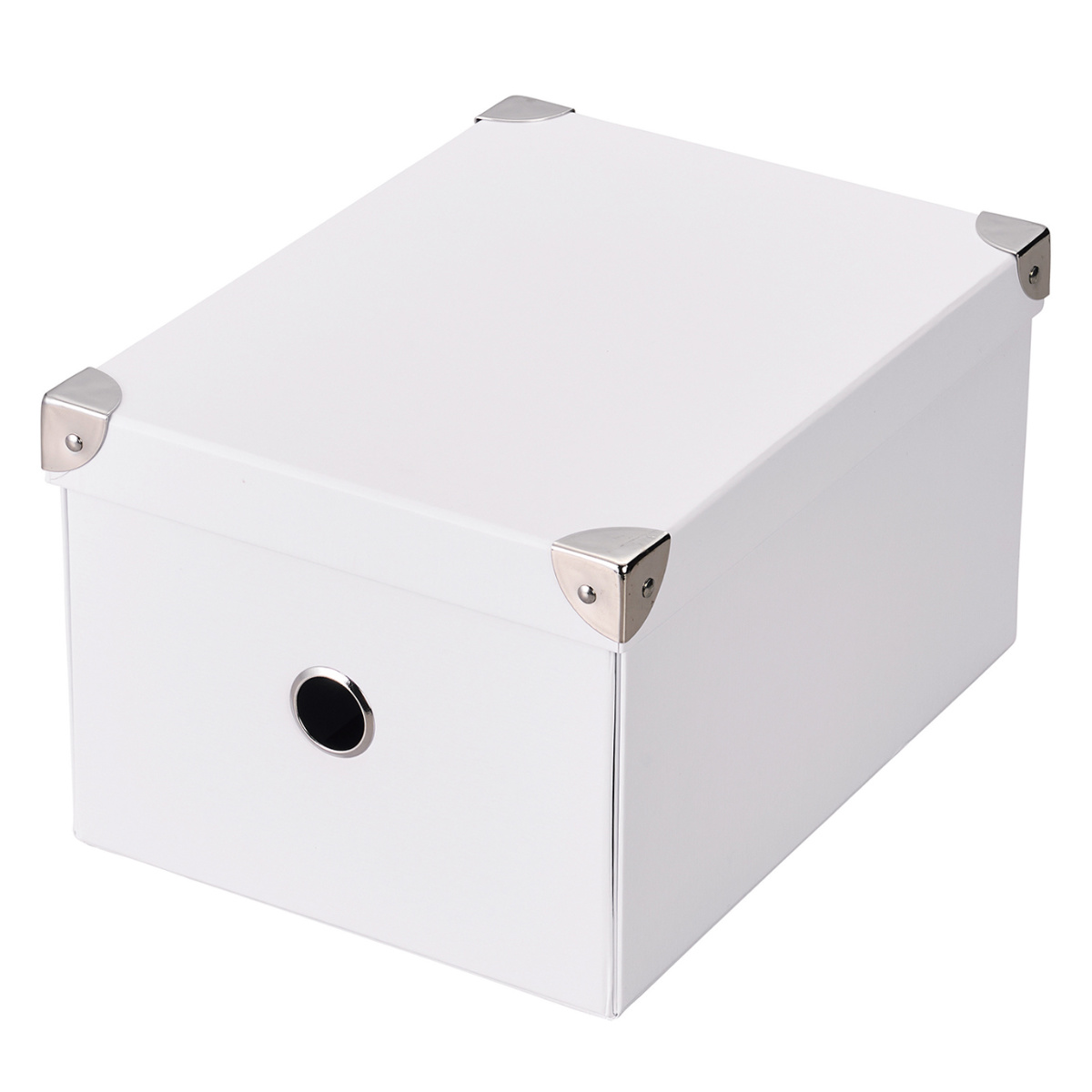 収納ボックス ストレージパルプボックス M ふた付き 幅20.5×奥行28×高さ15.5cm ( 収納 ボックス 箱 紙 紙製 パルプ フタ付き 小物収納 小物入れ ケース ストック 積み重ね 金属 金具付き 丈夫 折りたたみ 整理整頓 片付け ) 【ホワイト】 ホワイト