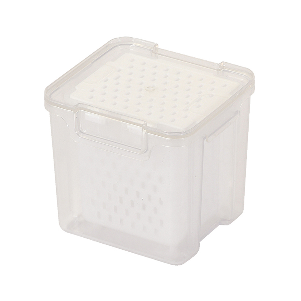 保存容器 500ml フレッシュスタック ザル付 コンテナ ( ザル付き保存容器 プラスチック 野菜保存容器 フタ付き 野菜 冷蔵庫 日本製 角型 スタッキング 野菜用保存容器 ざる 野菜水切り 透明 長持ち キッチン用品 水切り )