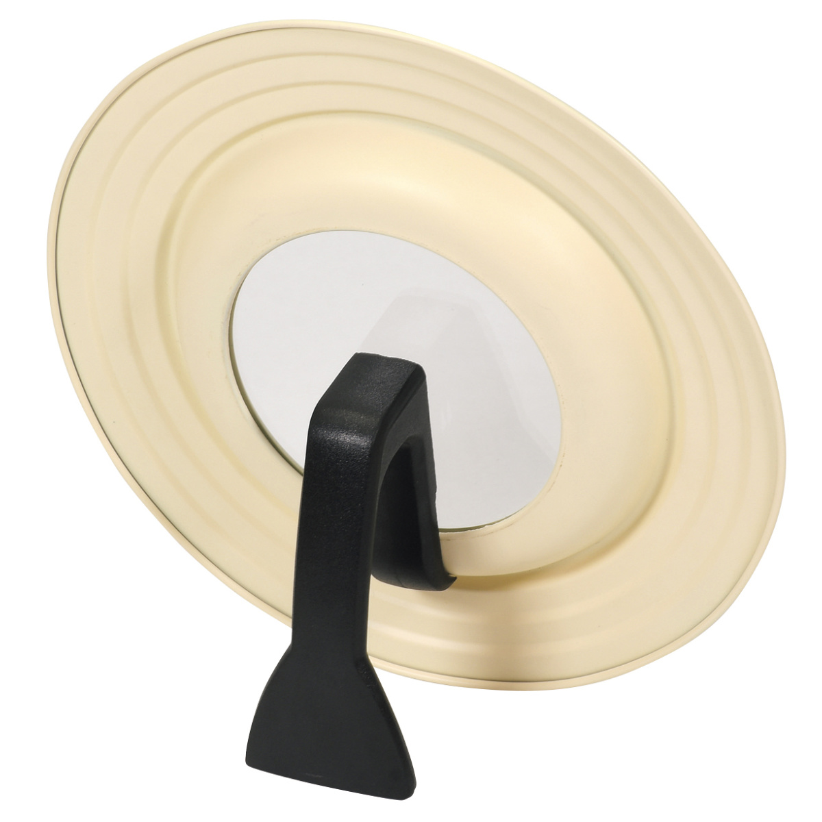 フライパン 蓋 16~21cm ガラス窓付き ハルミック スタンドパンカバー ( 兼用蓋 フライパンカバー 鍋蓋 自立 立つ フライパンフタ フライパン蓋 パンカバー スタンド式 ガラス蓋 兼用フタ フライパンのふた ハンドル付き ) 【ペールイエロー】 ペールイエロー