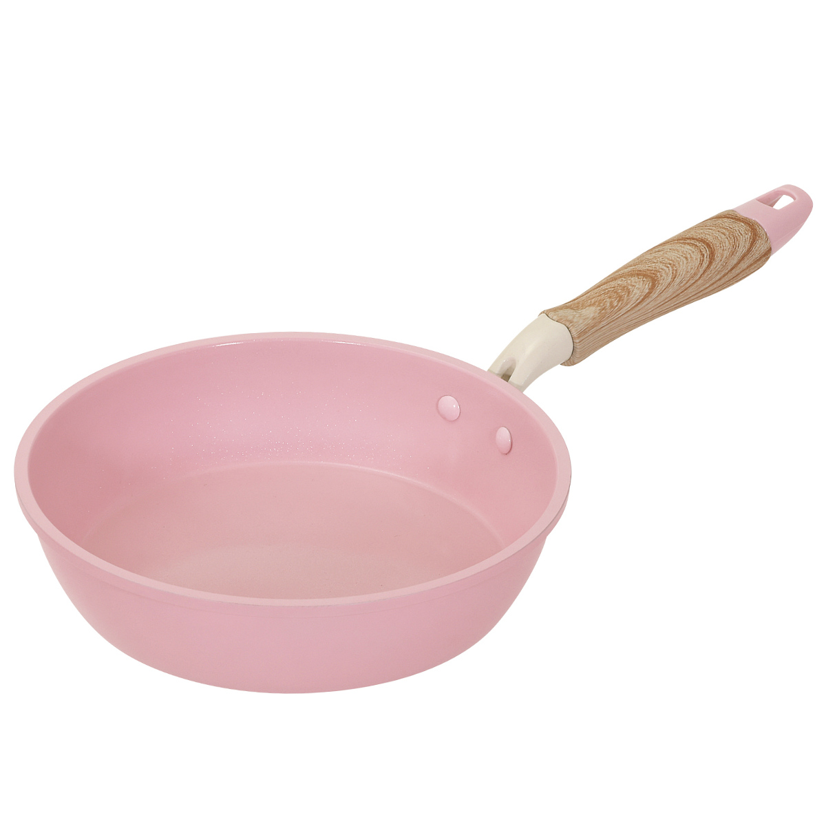 フライパン 20cm IH対応 セラミック 軽量 ハルミック ( ガス火対応 オール熱源対応 セラミックフライパン 炒め鍋 軽い 20センチ いため鍋 アルミ製 直火 木目調ハンドル こびりつきにくい 可愛い ) 【ペールピンク】 ペールピンク