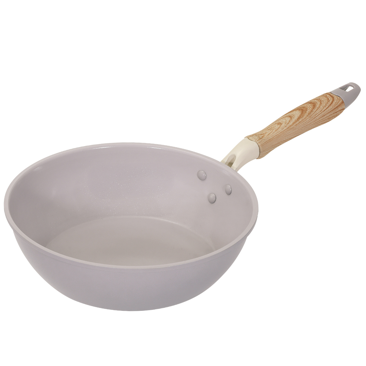 フライパン 24cm 深型 IH対応 セラミック 軽量 ハルミック ( ガス火対応 オール熱源対応 セラミックフライパン 炒め鍋 軽い 24センチ 深型フライパン いため鍋 アルミ製 直火 木目調ハンドル こびりつきにくい 可愛い ) 【ペールパープル】 ペールパープル