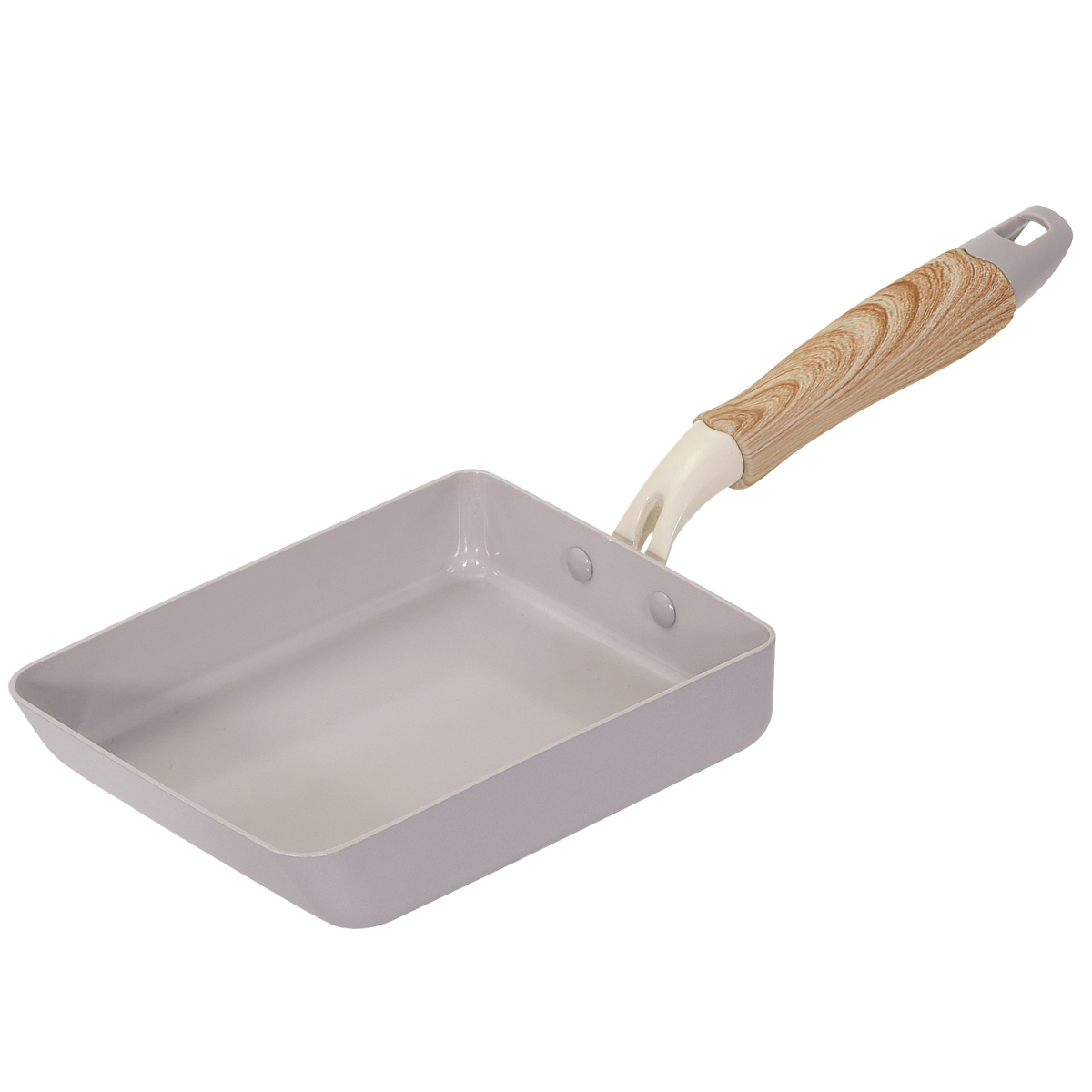 卵焼き器 13×18cm IH対応 セラミック 軽量 ハルミック ( ガス火対応 オール熱源対応 セラミックフライパン エッグパン 軽い 玉子焼き器 朝食 弁当 弁当作り アルミ製 木目調ハンドル こびりつきにくい 直火 おしゃれ ) 【ペールパープル】 ペールパープル