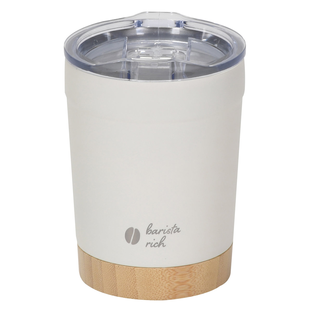 タンブラー バリスタリッチ 真空蓋付タンブラー 350ml ( ステンレス 天然竹 保冷 保温 蓋付き 持ち運び カップ コップ グラス 木目調 おしゃれ シンプル モダン スタイリッシュ ) 【オフホワイト】 オフホワイト