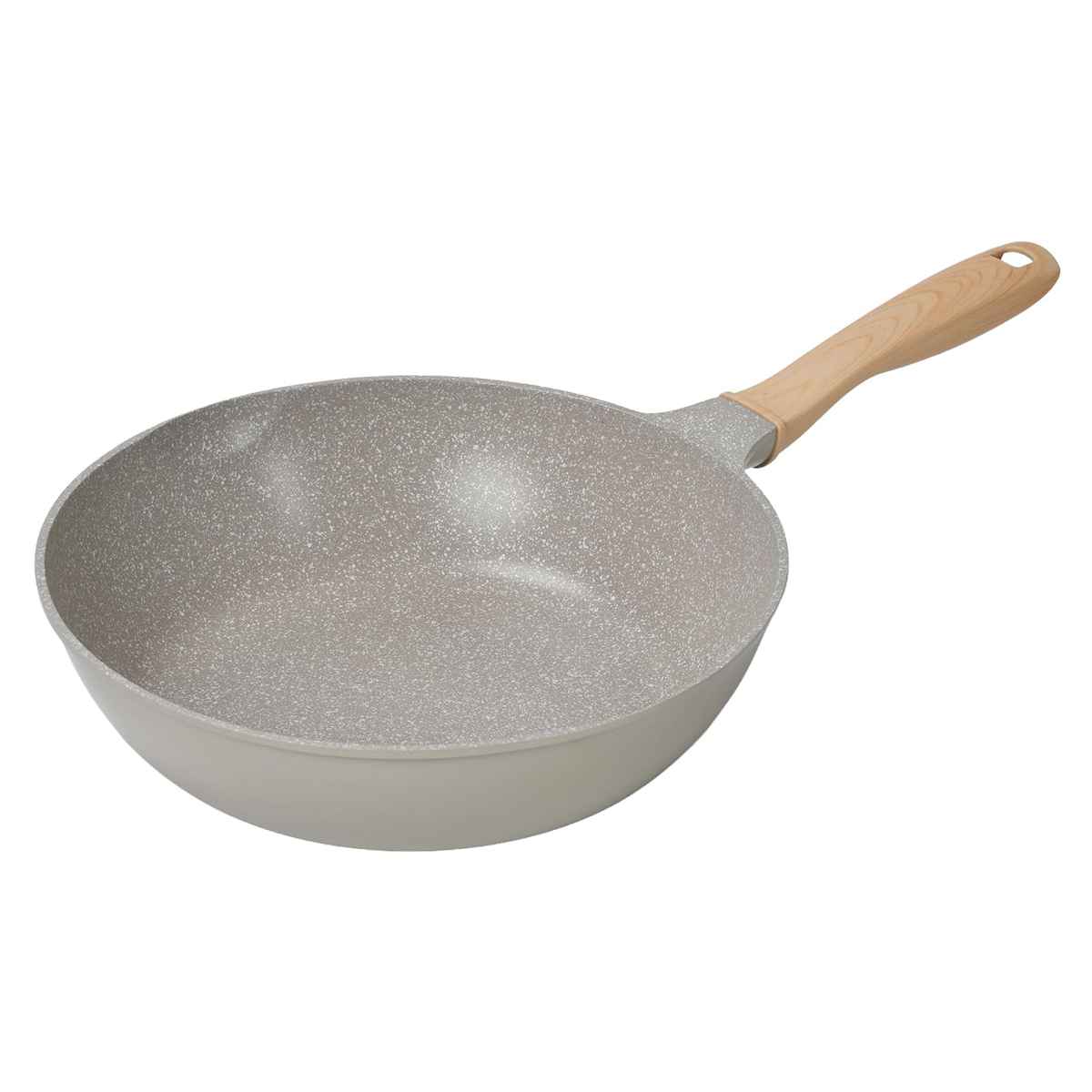 いため鍋 28cm ガス火専用 クリューム マーブルコートフライパン ( アルミフライパン 炒め鍋 ふっ素加工 軽量 金属ヘラOK 28センチ フッ素コーティング アルミ製 こびりつきにくい 焦げ付きにくい 調理用品 軽い PFASフリー 可愛い )