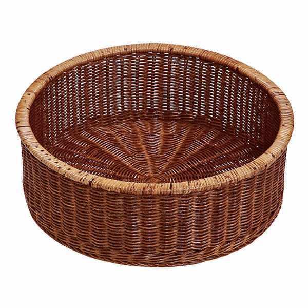 籐製 脱衣カゴ 円型 ラタンかご 直径45cm （ 籐 バスケット かご カゴ