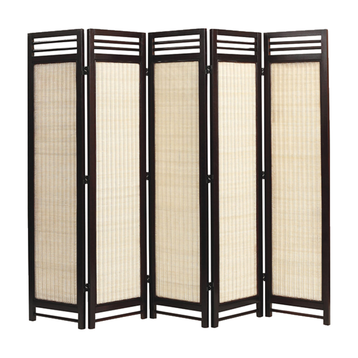 スクリーン 5連 衝立 アジアン家具 籐編み幕部 高さ160cm ナチュラル ( ついたて 間仕切り パーテーション ラタン 籐 パーティション 間仕切 アジアン アジアンテイスト ) 【ナチュラル】 ナチュラル