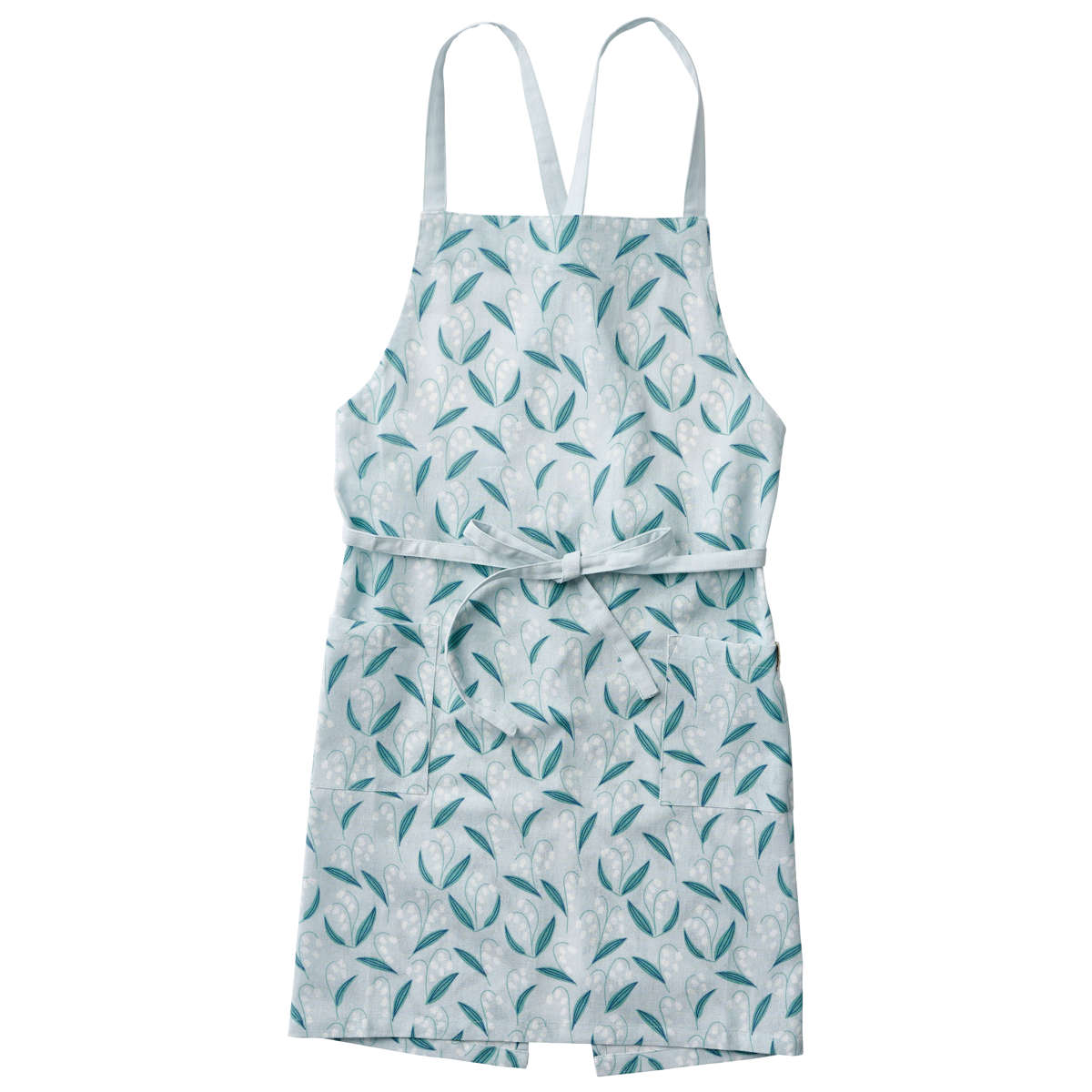 エプロン habituel アビチュアル 花柄 綿100% ( キッチンエプロン ポケット付き 肩ひも インド綿 胸当てエプロン ビブエプロン 台所エプロン 大人用 コットン 綿 おしゃれ かわいい 腰ひも DIY レディース ) 【スズラン】 スズラン