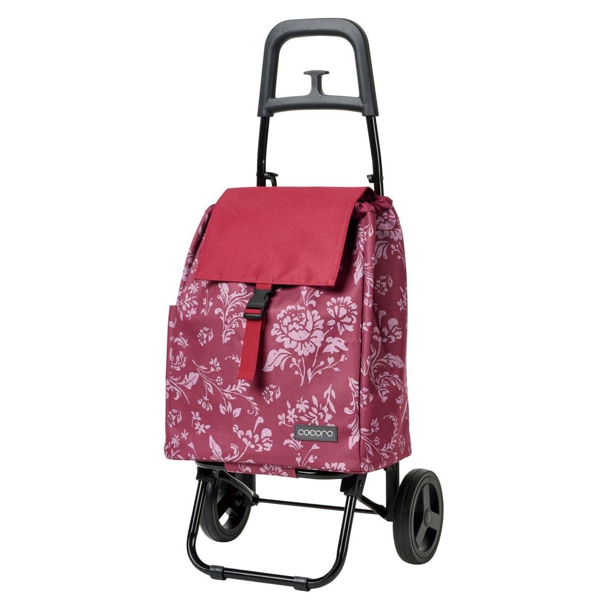 ショッピングカート cocoro 花柄 フロリアン2 折りたたみ 保冷保温 ( キャスター付き 2輪 25L 買い物 バッグ トートバッグ コンパクト ショッピングバッグ キャリーバッグ ショルダーバッグ 軽量 静音タイヤ ) 【ボルドー】 ボルドー