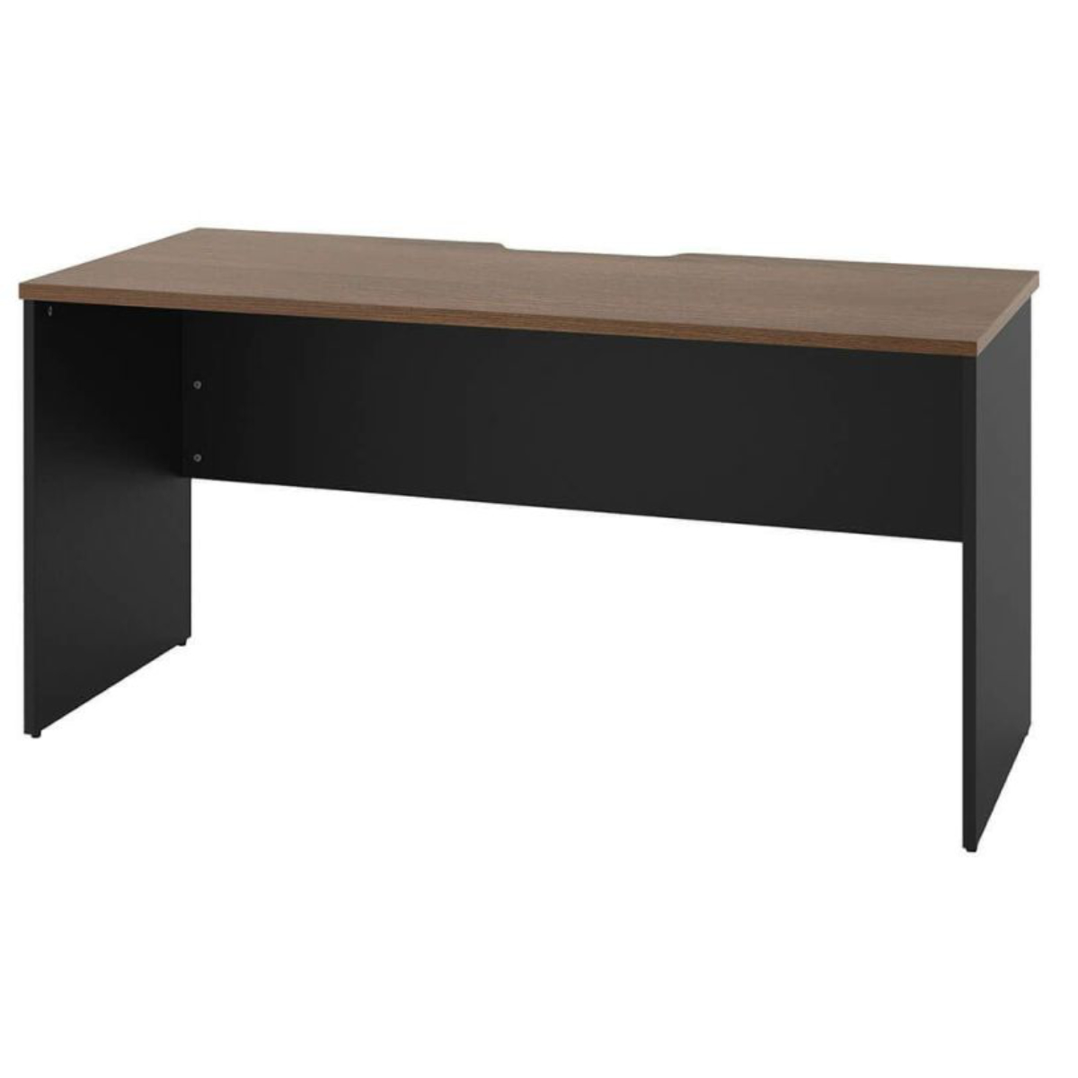 オフィスデスク 幅140×奥行60cm 木製 PLANN ( 法人限定 デスク 事務机 シンプル 机 パソコンデスク ワークデスク 平机 オフィス 会社 木目調 オフィス収納 配線受け 背面化粧仕上げ 事務所 オフィス家具 施設 ) 【ウォールナット×ブラック】 ウォールナット×ブラック