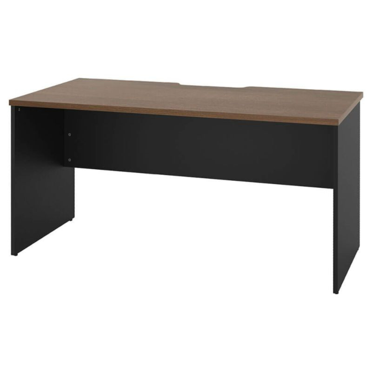 オフィスデスク 幅140×奥行70cm 木製 PLANN ( 法人限定 デスク 事務机 シンプル 机 パソコンデスク ワークデスク 平机 オフィス 会社 木目調 オフィス収納 配線受け 背面化粧仕上げ 事務所 オフィス家具 施設 ) 【ウォールナット×ブラック】 ウォールナット×ブラック