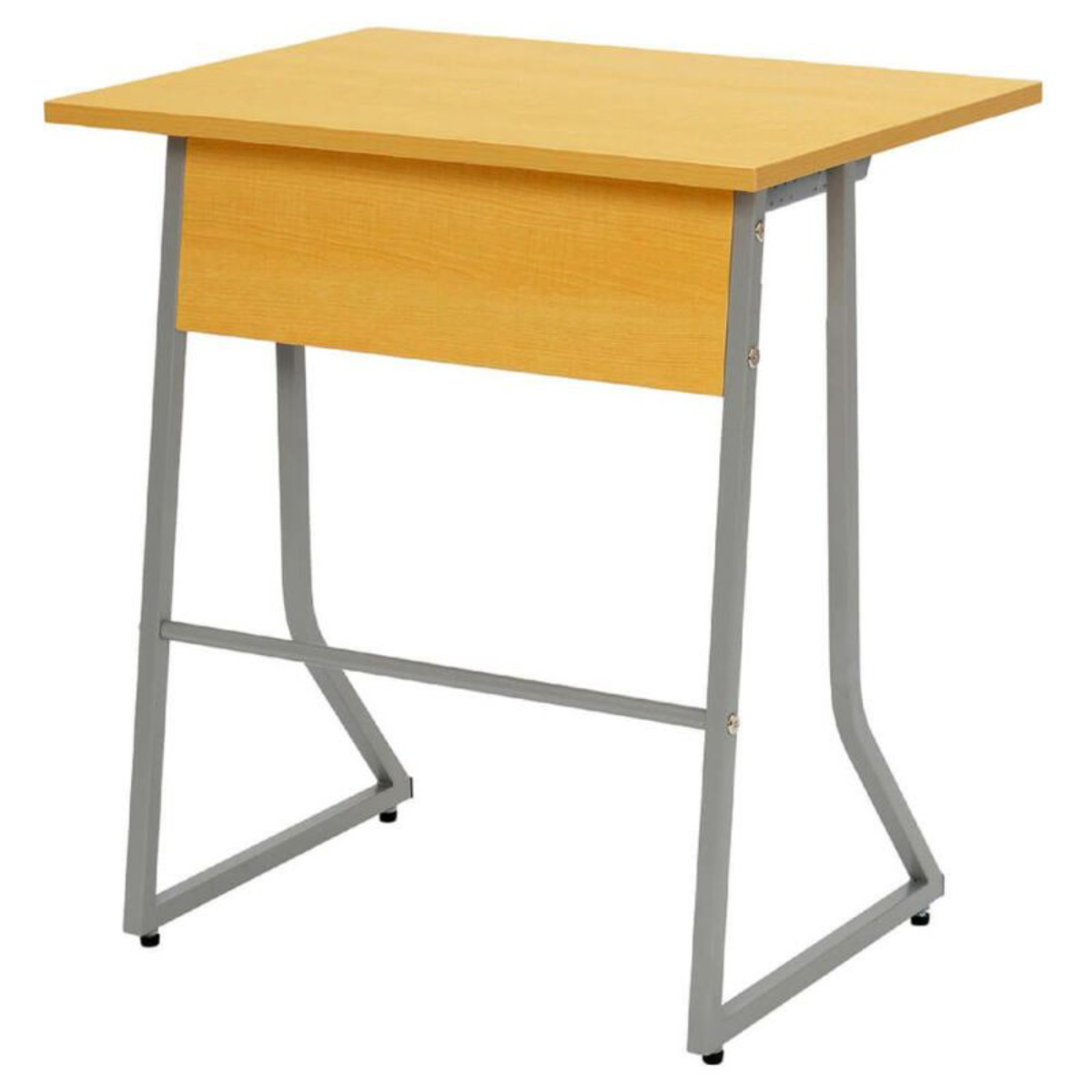 デスク 幅65cm スモール 研修用デスク パソコンデスク 棚付き ループ脚 1人用 ( 法人限定 研修 学習 机 つくえ 収納棚 フック付き 天板 滑りにくい 講習 勉強会 塾 学校 学習塾 セミナー オフィス 会社 アジャスター付き ) 【ナチュラル】 ナチュラル