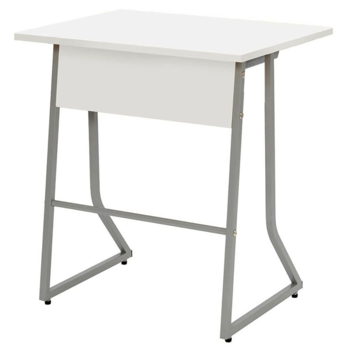 デスク 幅65cm スモール 研修用デスク パソコンデスク 棚付き ループ脚 1人用 ( 法人限定 研修 学習 机 つくえ 収納棚 フック付き 天板 滑りにくい 講習 勉強会 塾 学校 学習塾 セミナー オフィス 会社 アジャスター付き ) 【ホワイト】 ホワイト